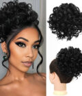 Curly Puff Drawstring Ponytail Messy Bun Hair Clip in Human Hair Piece