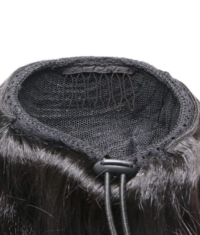 Natural Black Straight Hair Drawstring Ponytail Human Hair Extensions