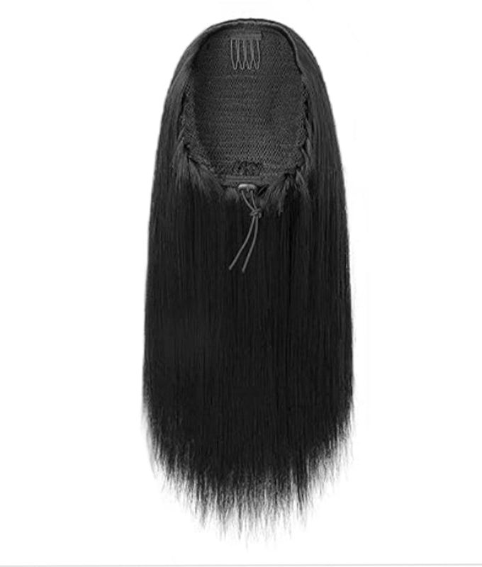 Natural Black Straight Hair Drawstring Ponytail Human Hair Extensions
