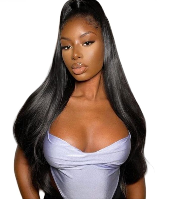 Natural Black Straight Hair Drawstring Ponytail Human Hair Extensions