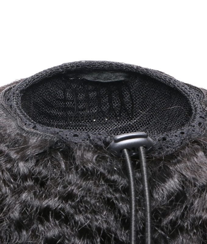 Natural Black Water Wave Drawstring Ponytail Hair Human Hair Extensions