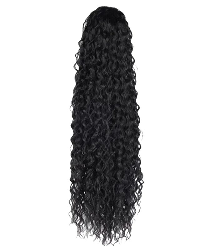Natural Black Water Wave Drawstring Ponytail Hair Human Hair Extensions