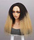Ombre Honey Blonde T1B/27 Kinky Straight 3 In 1 Half Wig Beginner Friendly Glueless 3/4 Wig 100% Human Hair