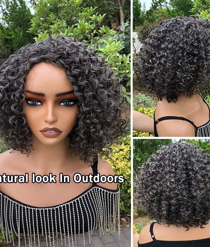 Beginner Friendly Medium Salt And Pepper Bob Curly Wig Human Hair Wear And Go Glueless Wig