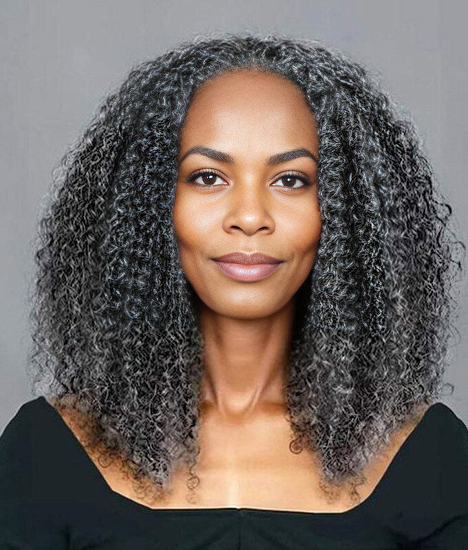 Medium Salt And Pepper Afro Curly Human Hair 3 In 1 Half Wig Ready To Go Wig For Older Women
