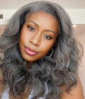 Medium Salt And Pepper Body Wave Human Hair 3 in 1 Half Wig Ready To Go Grey Wigs