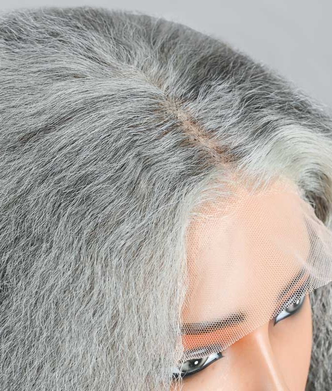 Kinky Straight And Curly 2-in-1 Hairstyle Standard Salt And Pepper 5x5 Lace Closure Human Hair Wigs