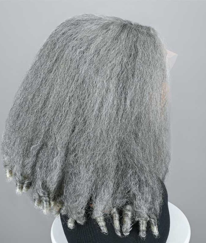 Kinky Straight And Curly 2-in-1 Hairstyle Standard Salt And Pepper 5x5 Lace Closure Human Hair Wigs