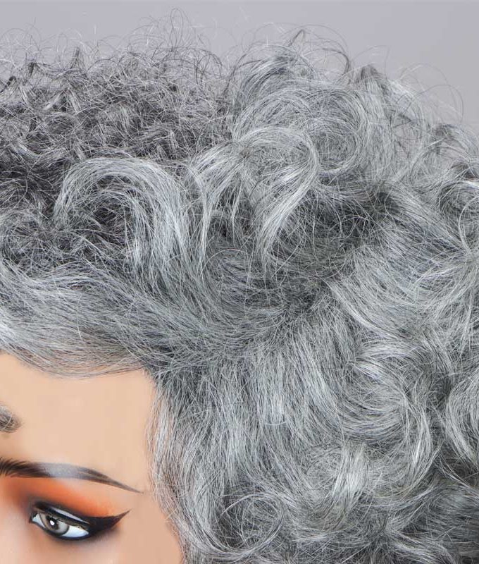 Seniors Short 2-in-1 Curly Silver Layered Pixie Cut Wig �C Salt And Pepper Human Hair No-Lace Glueless Wig for Women