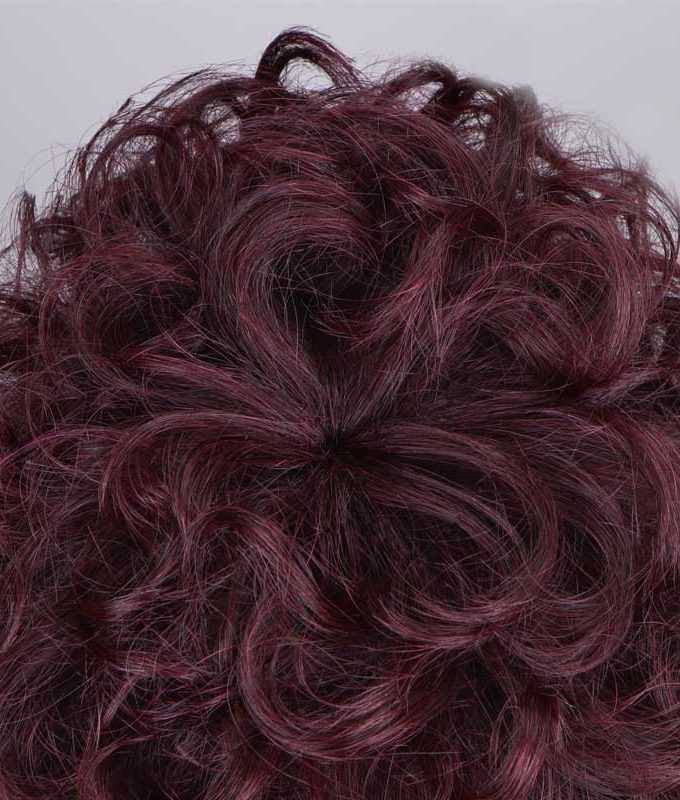 #99J Dark Burgundy Layered Pixie Cut Wig Short Loose Curly Human Hair No-Lace Glueless Wigs