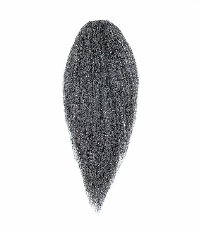 Short Gray Kinky Straight Drawstring Ponytail Salt and Pepper Blowout Yaki Clip In Ponytails
