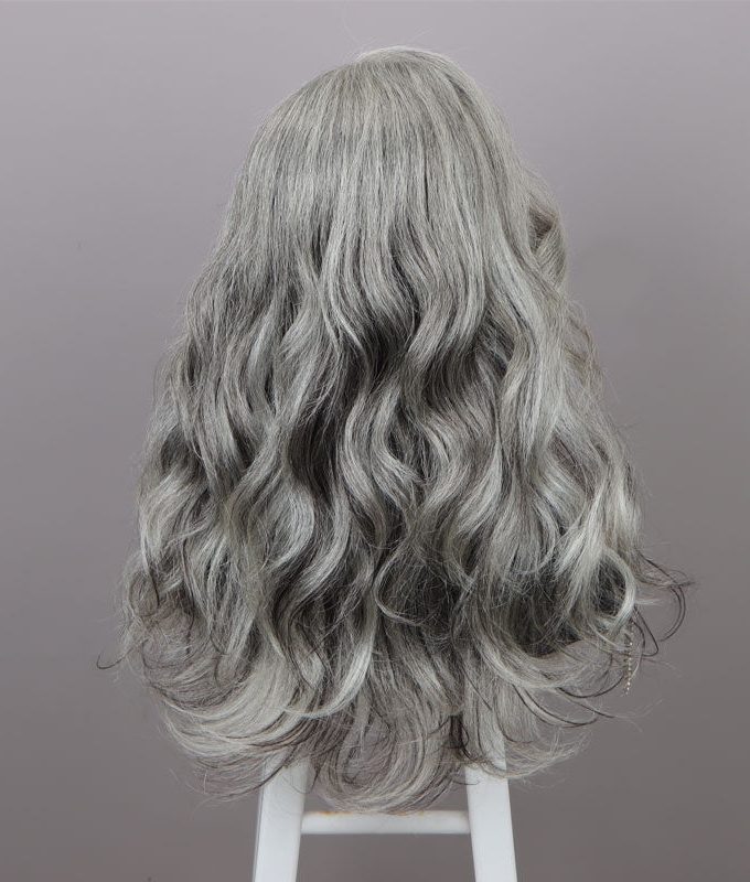 US DOMESTIC SHIPPING |Attractive Silver/Black Highlights Salt And Pepper Wig Real Human Hair Body Wave 5x5 HD Lace Wigs