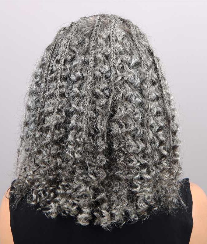 Silver Luxe Gray Pre Braided Jerry Curly 13x4 HD Lace Full Frontal Wig Salt And Pepper Human Hair Wig For Older Women