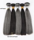 Salt & Pepper/Dark Grey Straight Hair 1/2/3/4 Bundles 10A Human Hair Extensions