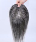 Salt and Pepper Swiss Lace Toppers Hair Piece Straight Human Hair