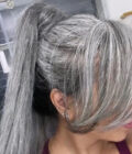 Timeless Silver Gray Drawstring Ponytail Hair Salt And Pepper Straight Human Hair Extensions