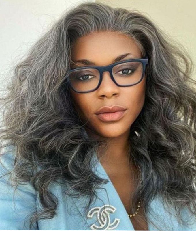 Silver Gray Human Hair Body Wave Hair Clip In Hair Extensions 6 Pieces/Set