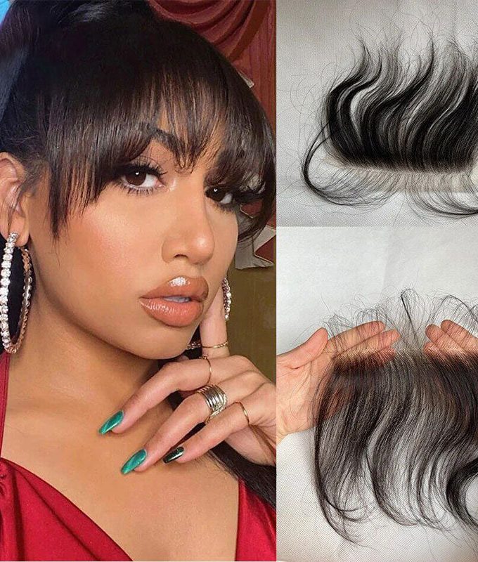 Custom Swiss Lace Forehead Fringe Bangs Invisible Hairline With Baby Hair 6x1 Reusable Human Hair Lace Edges Hairpieces