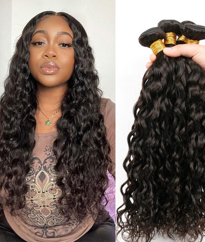 10A Grade Water Wave Hair 3 Bundles With 4x4 Lace Closure Brazilian Human Hair Weave
