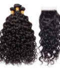 10A Grade Water Wave Hair 3 Bundles With 4x4 Lace Closure Brazilian Human Hair Weave