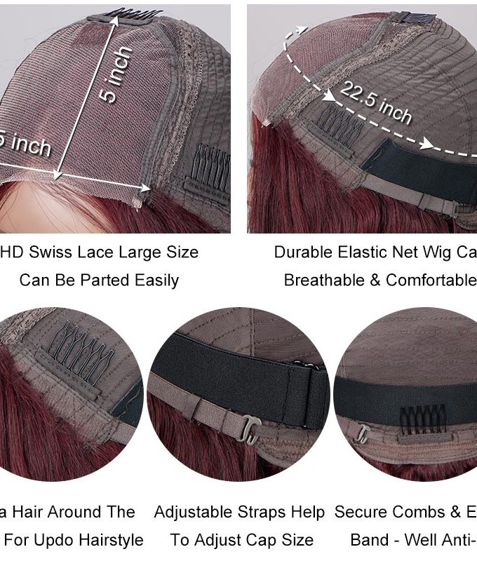 Body Wave 99J Dark Burgundy Wig Long Human Hair 5x5 HD Lace Wigs Middle Part