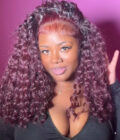 T1B/99J Dark Burgundy Water Wave Human Hair Curly 13x6 HD Lace Frontal Wigs Pre Plucked Hairline