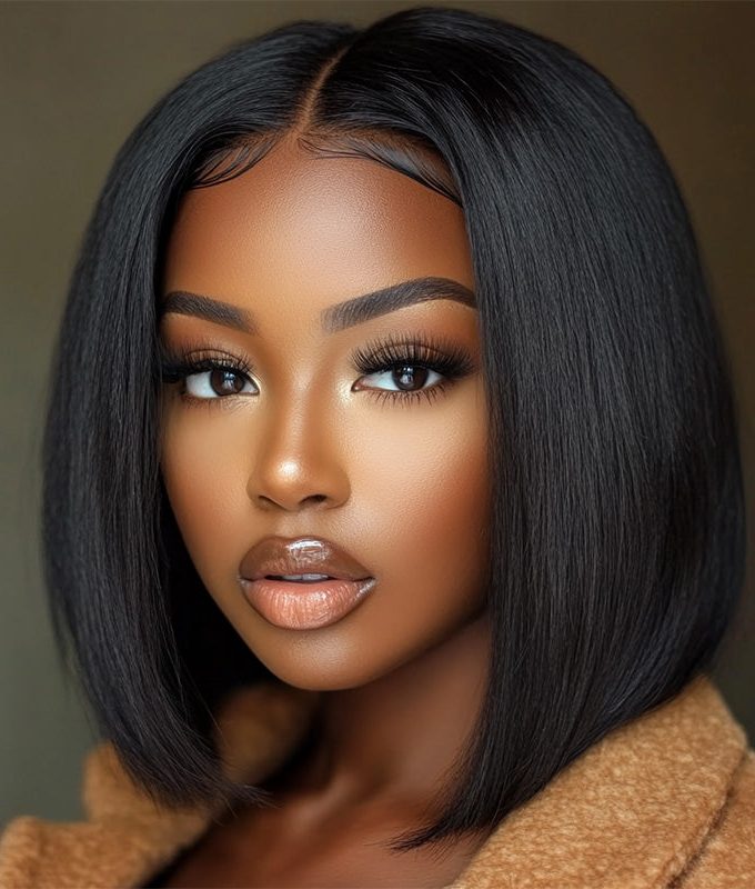 Glueless Human Hair Straight Bob Undetectable 5x5 Lace Closure Wig For Women