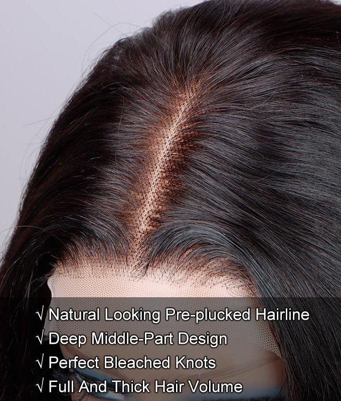 Long Body Wave 6x4 HD Lace Closure Wigs Real Virgin Human Hair Mid Part Glueless Wig