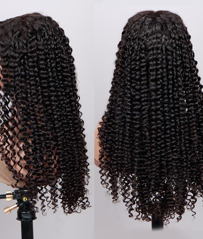 Long Jerry Curly 5x5 HD Lace Closure Wigs Real Virgin Human Hair Mid Part Glueless Wig