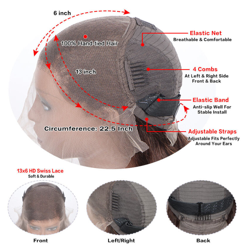 T1B/99J Dark Burgundy Water Wave Human Hair Curly 13x6 HD Lace Frontal Wigs Pre Plucked Hairline - Image 4