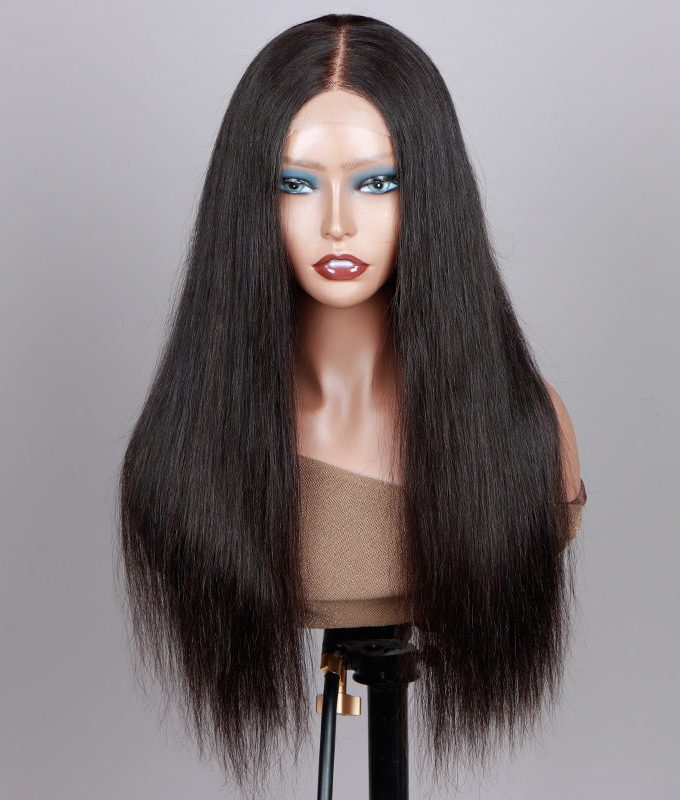 Long Silky Straight 5x5 HD Lace Closure Wigs Real Virgin Human Hair Mid Part Glueless Wig