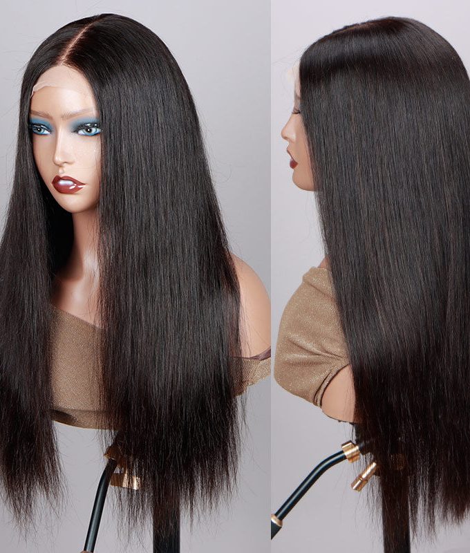 Long Silky Straight 5x5 HD Lace Closure Wigs Real Virgin Human Hair Mid Part Glueless Wig