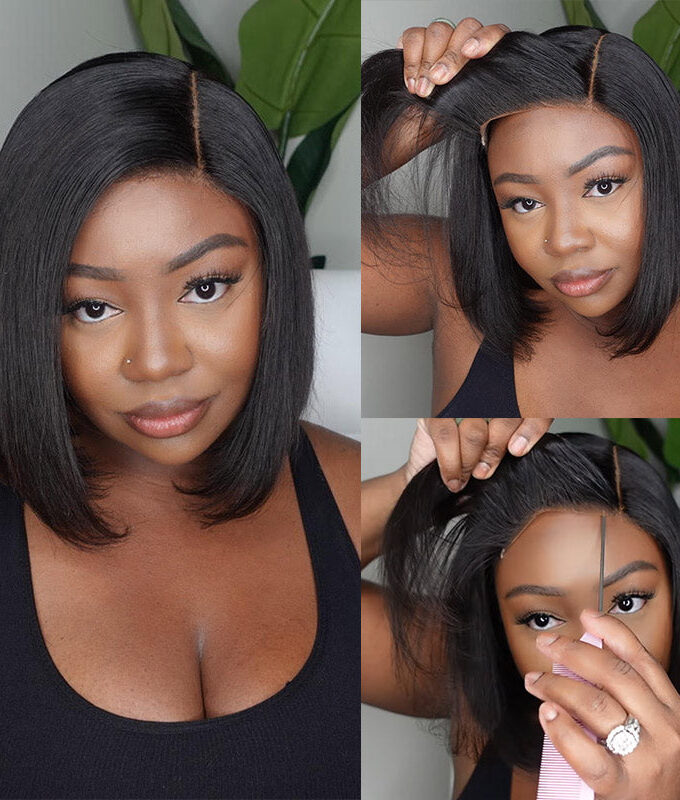 Flash Sale |  5x5 HD Lace Blunt Cut Bob Short Straight Hair Side Part Bob Wigs