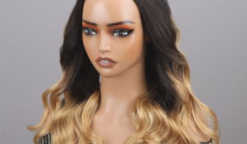 T1B/27 Body Wave Ombre Honey Blonde 3 In 1 Half Wig Beginner Friendly Glueless 3/4 Wig 100% Human Hair