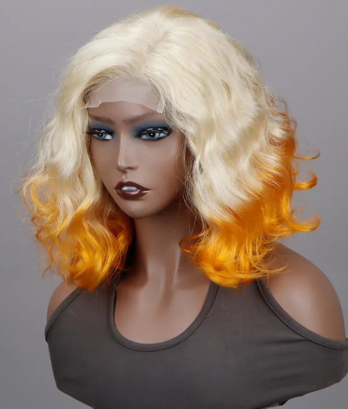 Barbie Blonde with Orange Wig Loose Wave Bob Wig 5x5 HD Lace Wigs 180% Density