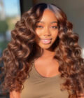 Colored Human Hair Wigs Brown Body Wave Wig 4x4 HD Lace Closure Wig