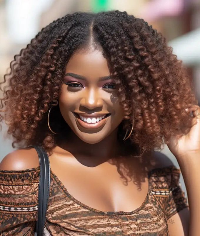 Jerry Curly Wigs Ombre Brown 4x4 HD Lace Closure Wig Glueless Human Hair Wig Side Part Short Curly Wig