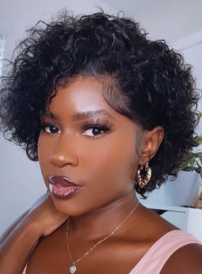 13x4 HD Lace Full Frontal Wig Short Curly Wig Pixie Haircuts 6 Inch Boom Wigs