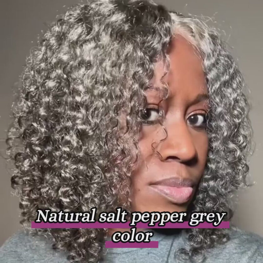 US DOMESTIC SHIPPING | Stylish Salt And Pepper Wig Water Wave Human Hair Throw On & Go 5x5 HD Lace Bob Wigs - Image 7