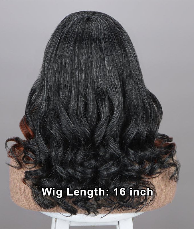 9x6 Glueless Human Hair Wigs With Bangs Reddish Brown Peekaboo Highlight Loose Body Wave for Black Women