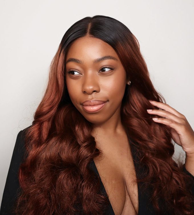 Ombre Brown Hair Loose Wave Wig 13x4.5 HD Lace Full Frontal Wig Bouncy Loose Curl Wig