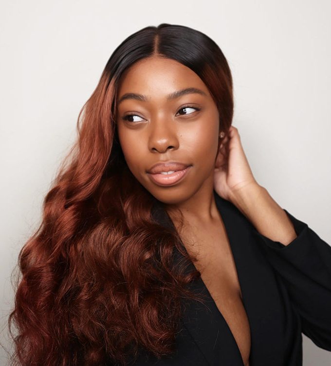 Ombre Brown Hair Loose Wave Wig 13x4.5 HD Lace Full Frontal Wig Bouncy Loose Curl Wig