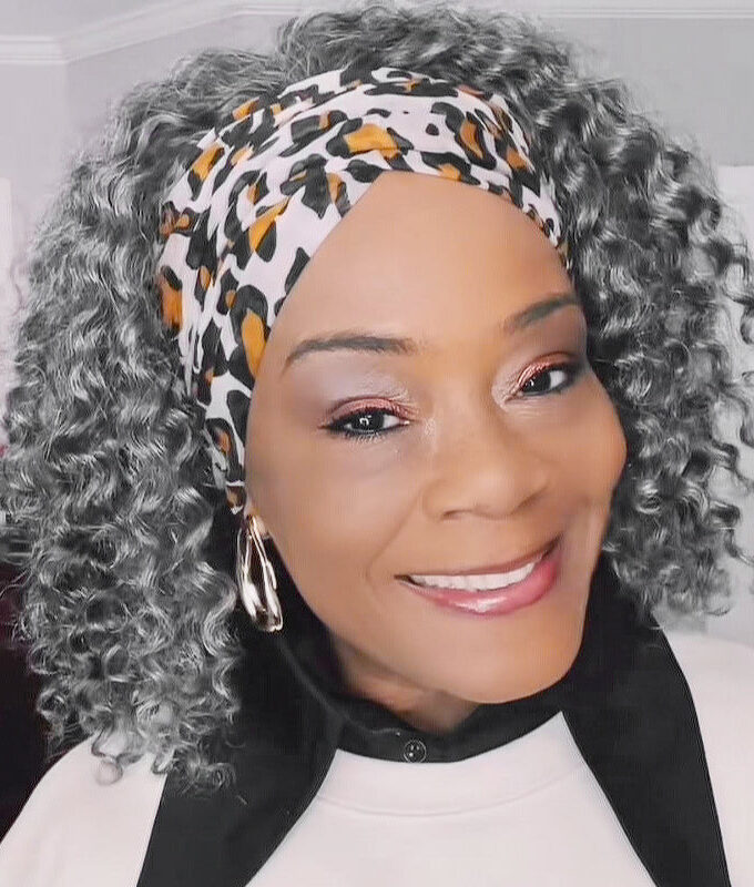 Ready To Go Salt And Pepper Water Wave Human Hair Headband Wig For Older Women