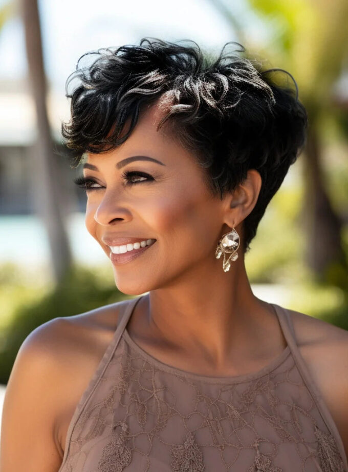 US DOMESTIC SHIPPING | Custom Edgy Pixie Cuts Wig With Natural Wave Bangs Glueless Human Hair Wigs For Mom