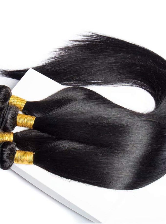 Straight Hair Bundles with Closure 10A Grade 100% Human Virgin Hair