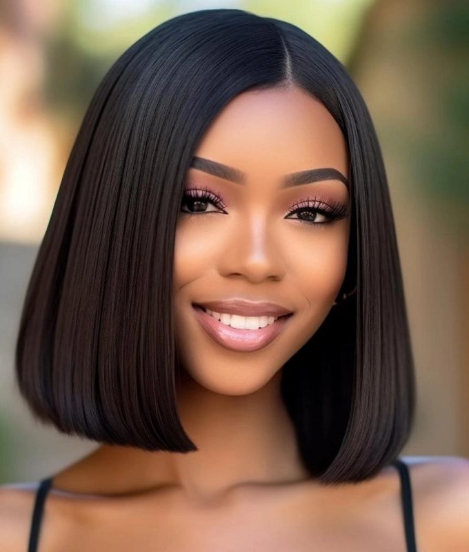 Glueless Human Hair Straight Bob Undetectable 5x5 Lace Closure Wig For Women