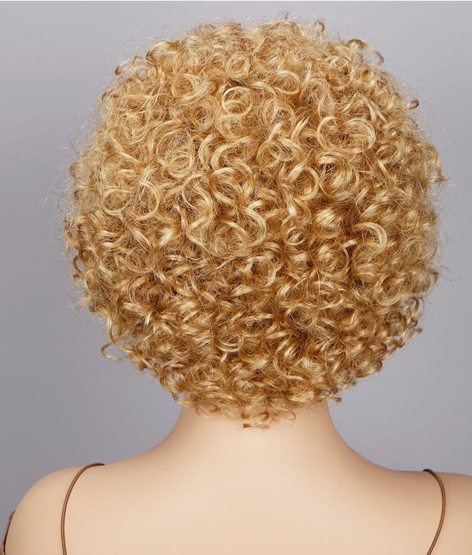 Short Afro Wigs Golden Blonde Boom Bouncy Curly Wig Real Human Hair Glueless Wear And Go Wigs