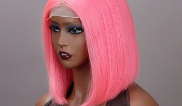 Barbie Pink Bob Silky Straight Human Hair 5×5 HD Lace Closure Wigs Middle Part Lob