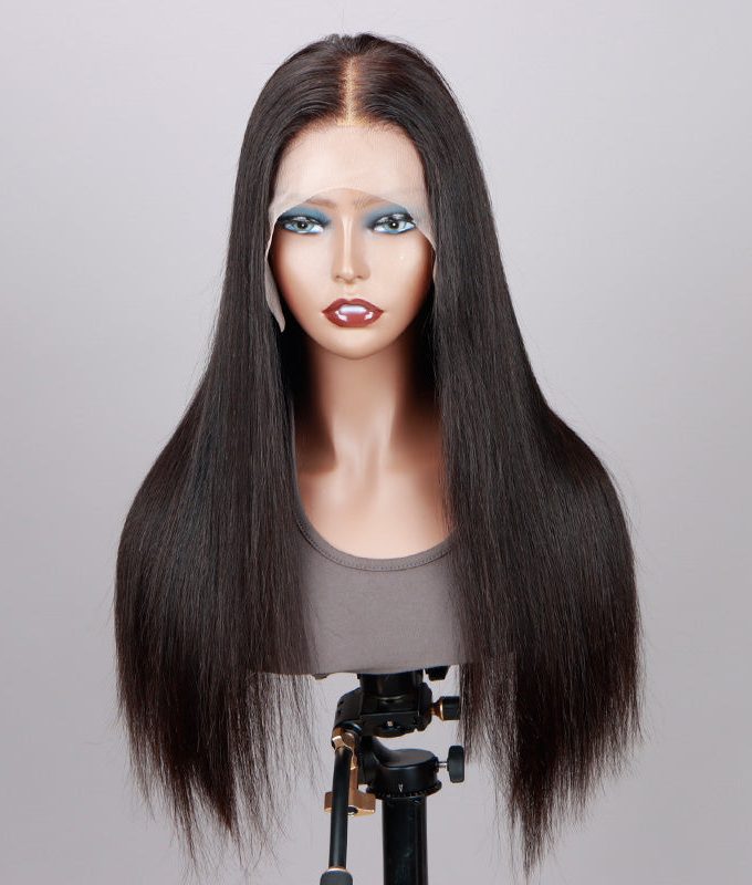 13x4.5 Silky Straight Hair HD Lace Full Frontal Wig Human Hair Pre Plucked With Bleached Knots