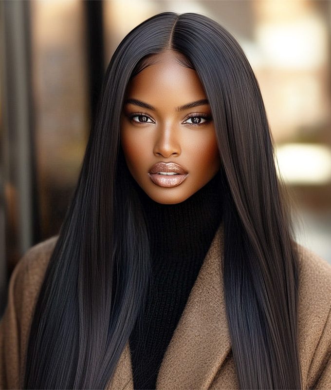 13x4.5 Silky Straight Hair HD Lace Full Frontal Wig Human Hair Pre Plucked With Bleached Knots